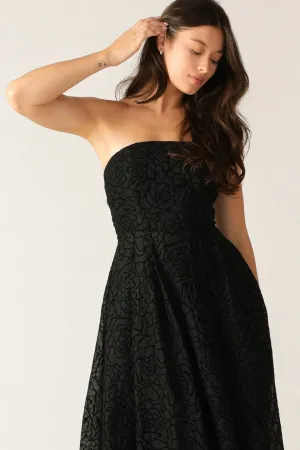 Elegant Floral Textured Midi Dress