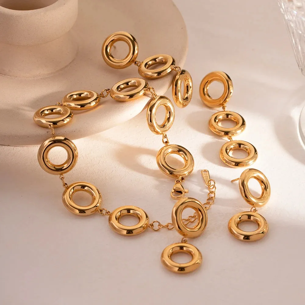 Elegant O-Shaped Multiple Circle Dangle Stud Earrings