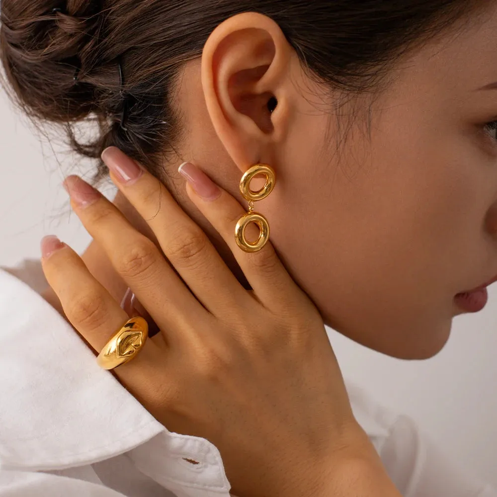 Elegant O-Shaped Multiple Circle Dangle Stud Earrings