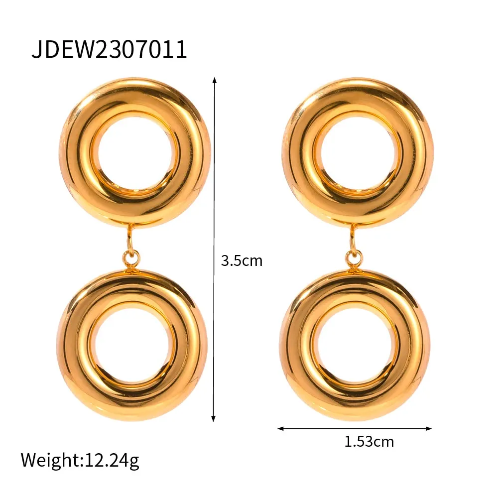 Elegant O-Shaped Multiple Circle Dangle Stud Earrings