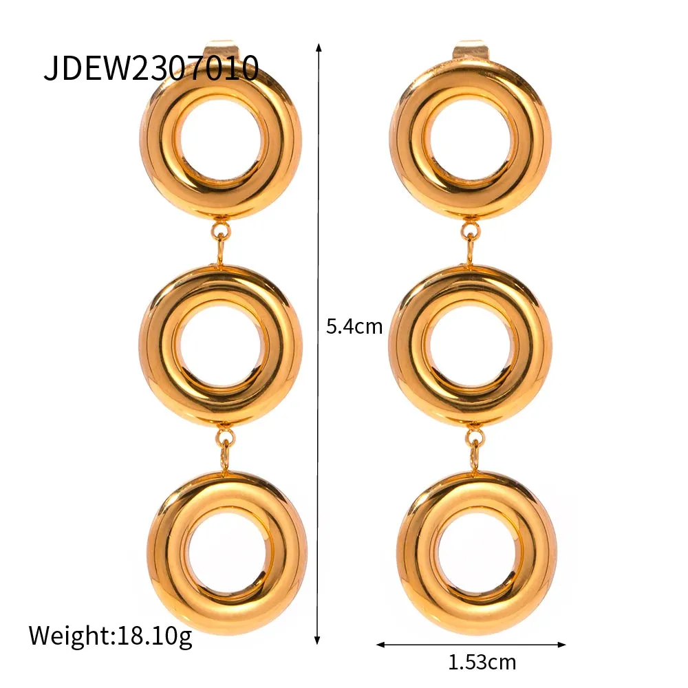 Elegant O-Shaped Multiple Circle Dangle Stud Earrings