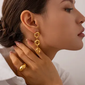 Elegant O-Shaped Multiple Circle Dangle Stud Earrings