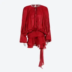 Elegant Pleated Long-Sleeve Layered Dresses