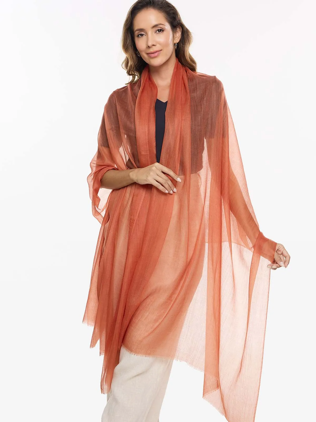 Featherlight Outrageous Orange Cashmere Scarf