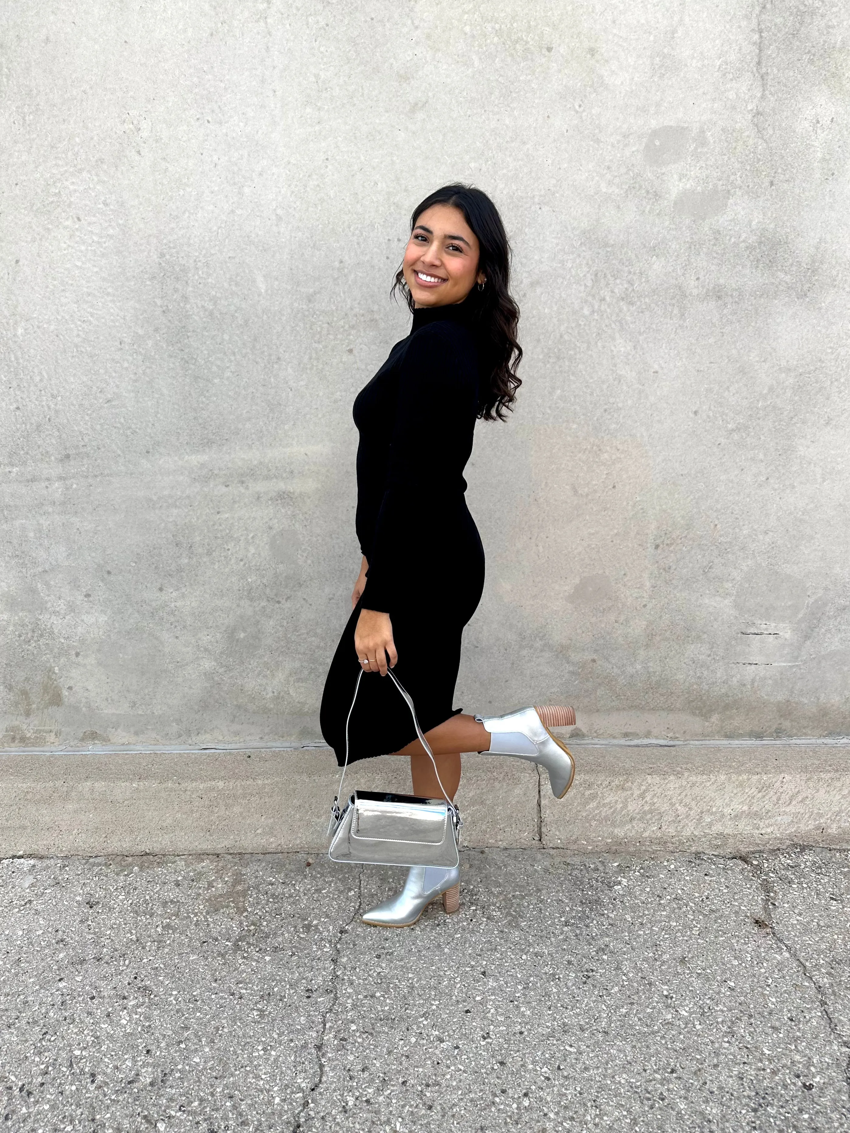 Fitted Long-Length Sweater Dress