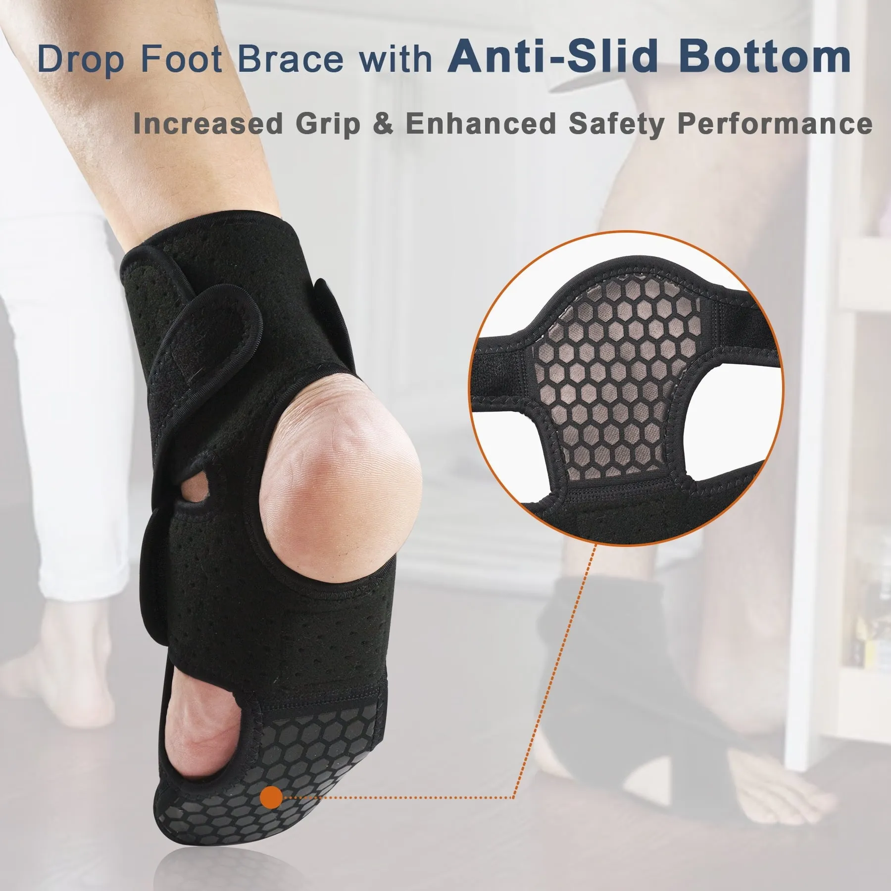 Foot Brace for Walking - Dual Forefoot Support Plates Adjustable