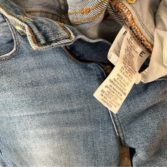 Frame Le High Straight Josie Wash Bohemiam Fringed Ankle Hem 70's SZ 26