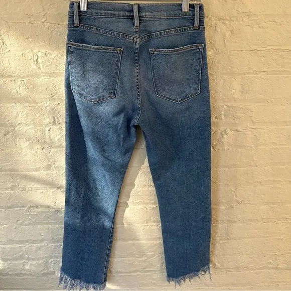 Frame Le High Straight Josie Wash Bohemiam Fringed Ankle Hem 70's SZ 26