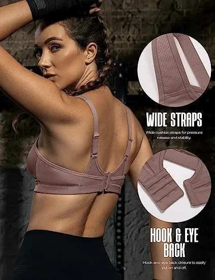 Full Coverage Solid Absorb Breathable Wirefree Sports Bra Amber
