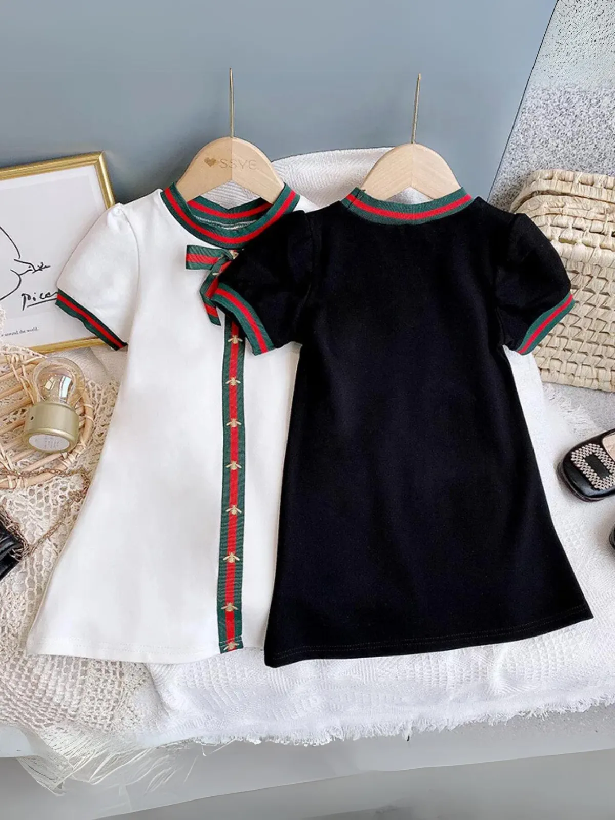 Girls Classic Short Sleeve Bow Dress