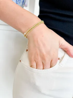 Gold Pearl Beaded Bracelet Set