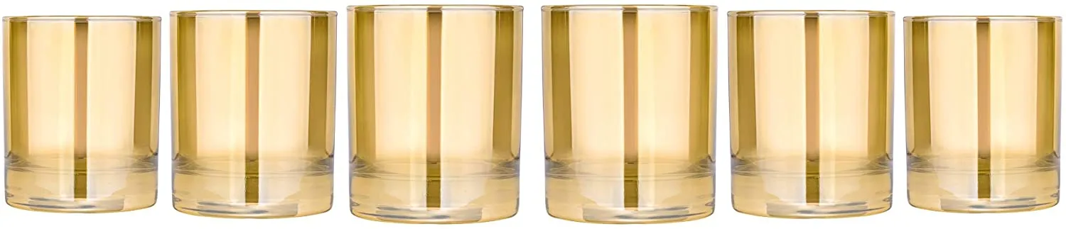 Gold Tumblers 'Honey' Rock Glassware Set 6-pc, Water Glasses 10 Oz