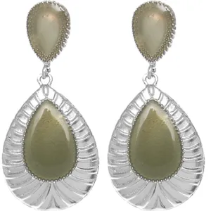 Green Pear Shaped Post Earrings