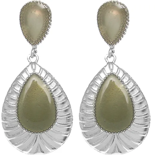 Green Pear Shaped Post Earrings