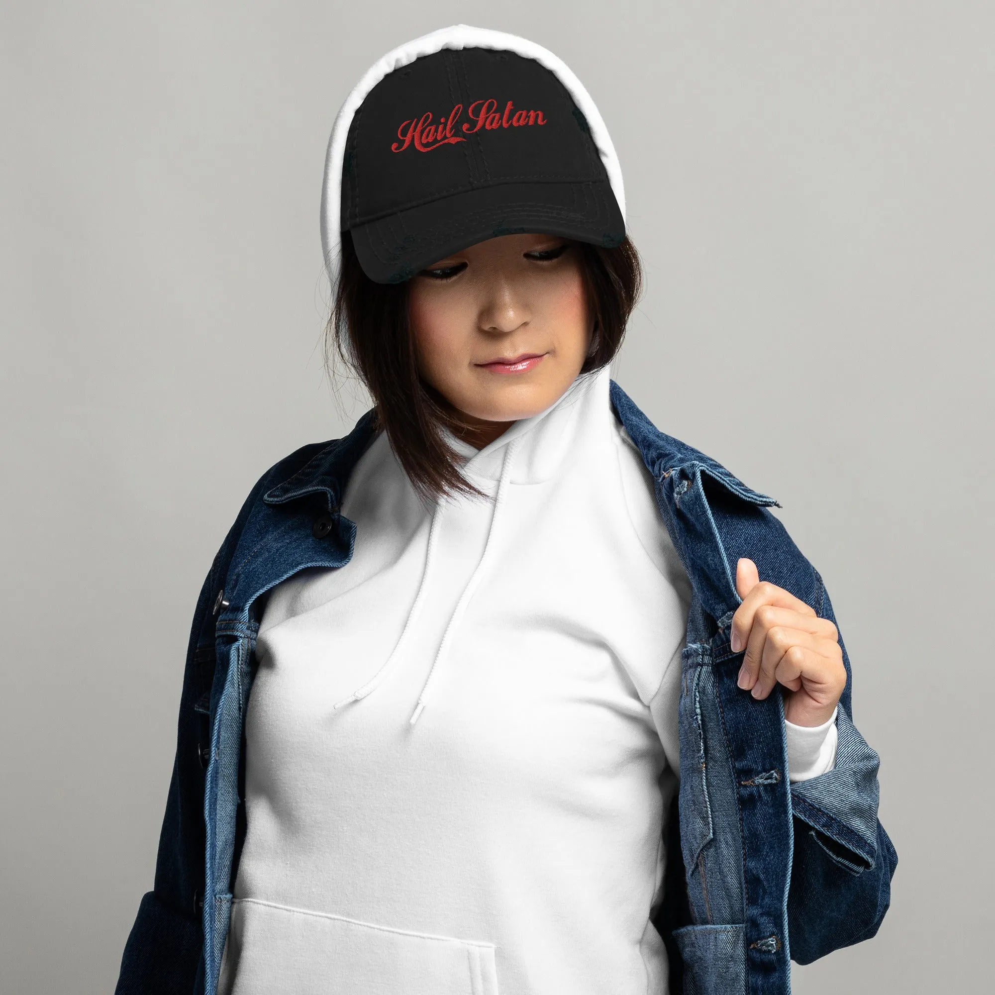 Hail Satan Distressed Dad Hat