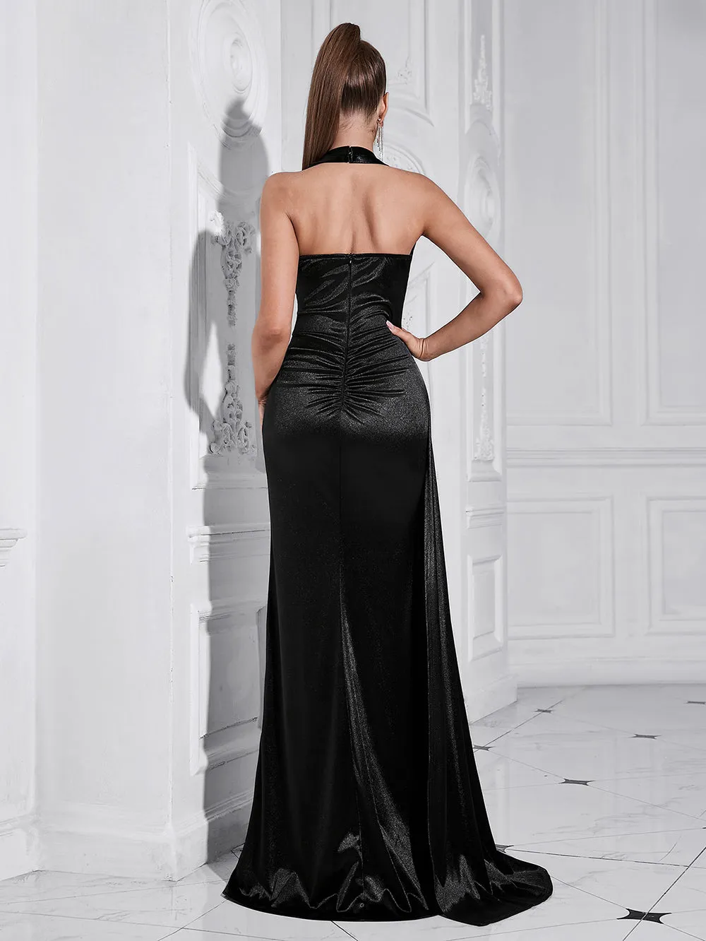 Halter Sleeveless Elegant Maxi Bodycon Dress HB10184