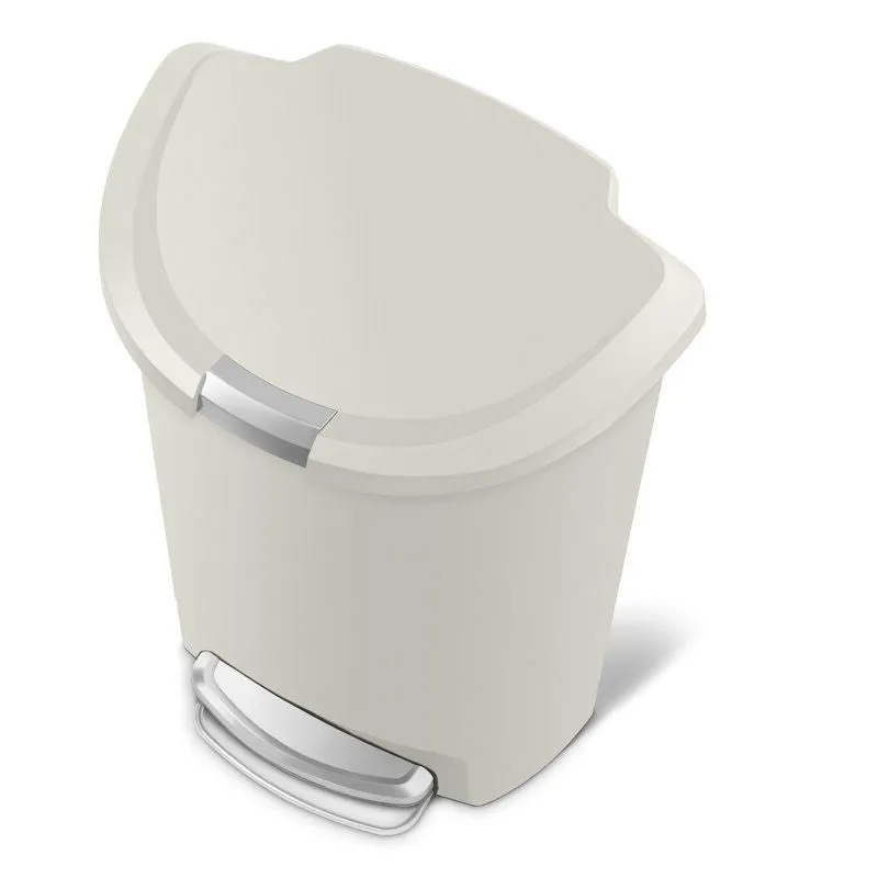 Heavy Duty 13-Gallon Kitchen Trash Can with Step Open Lid in Beige Stone