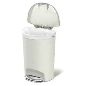 Heavy Duty 13-Gallon Kitchen Trash Can with Step Open Lid in Beige Stone
