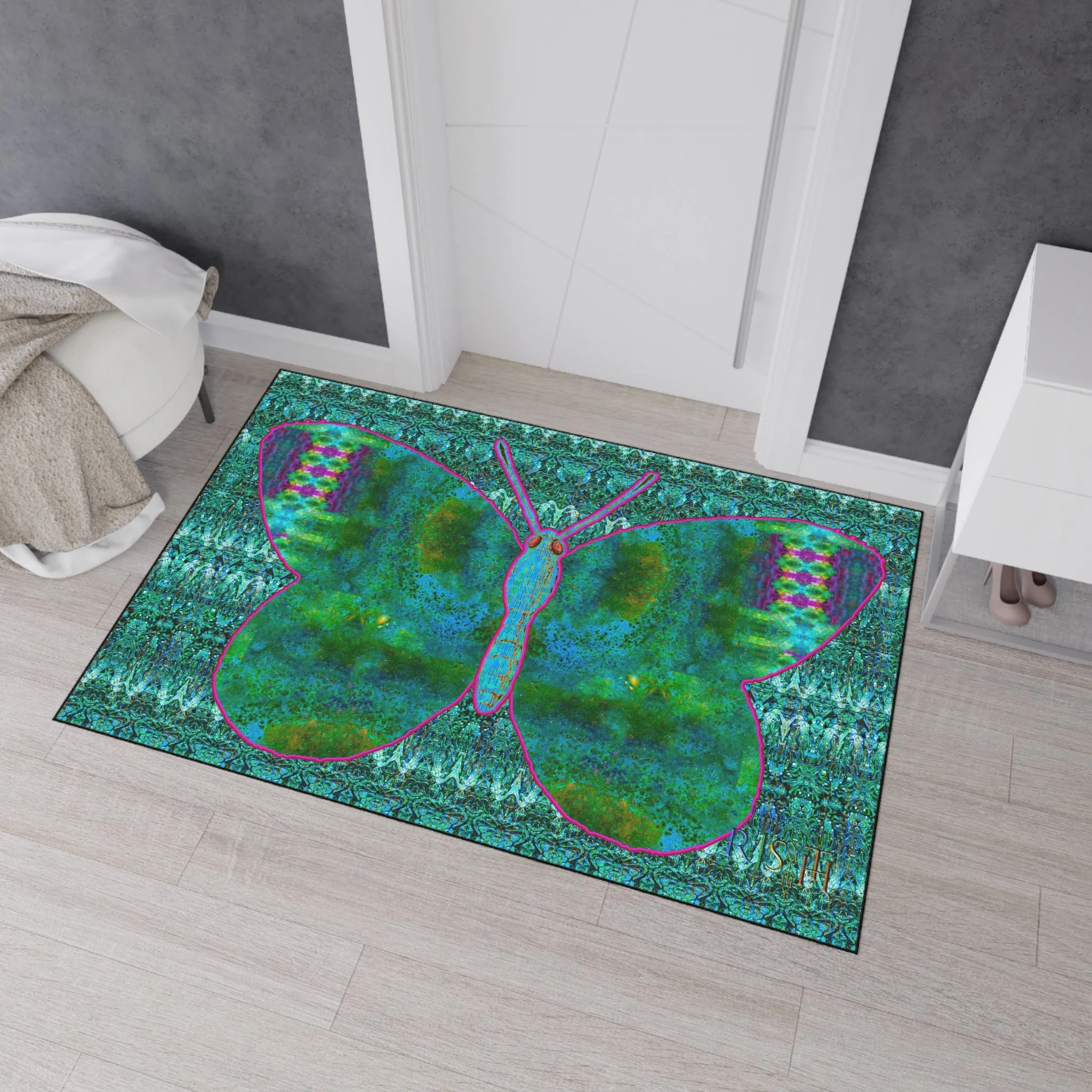 Heavy Duty Floor Mat (Butterfly Glade Denizen & Samhain Dream Thaw 12 & Blue Logo@Alchemic) RJSTH@Fabric#11_15 of 16 RJSTHw2025 RJS