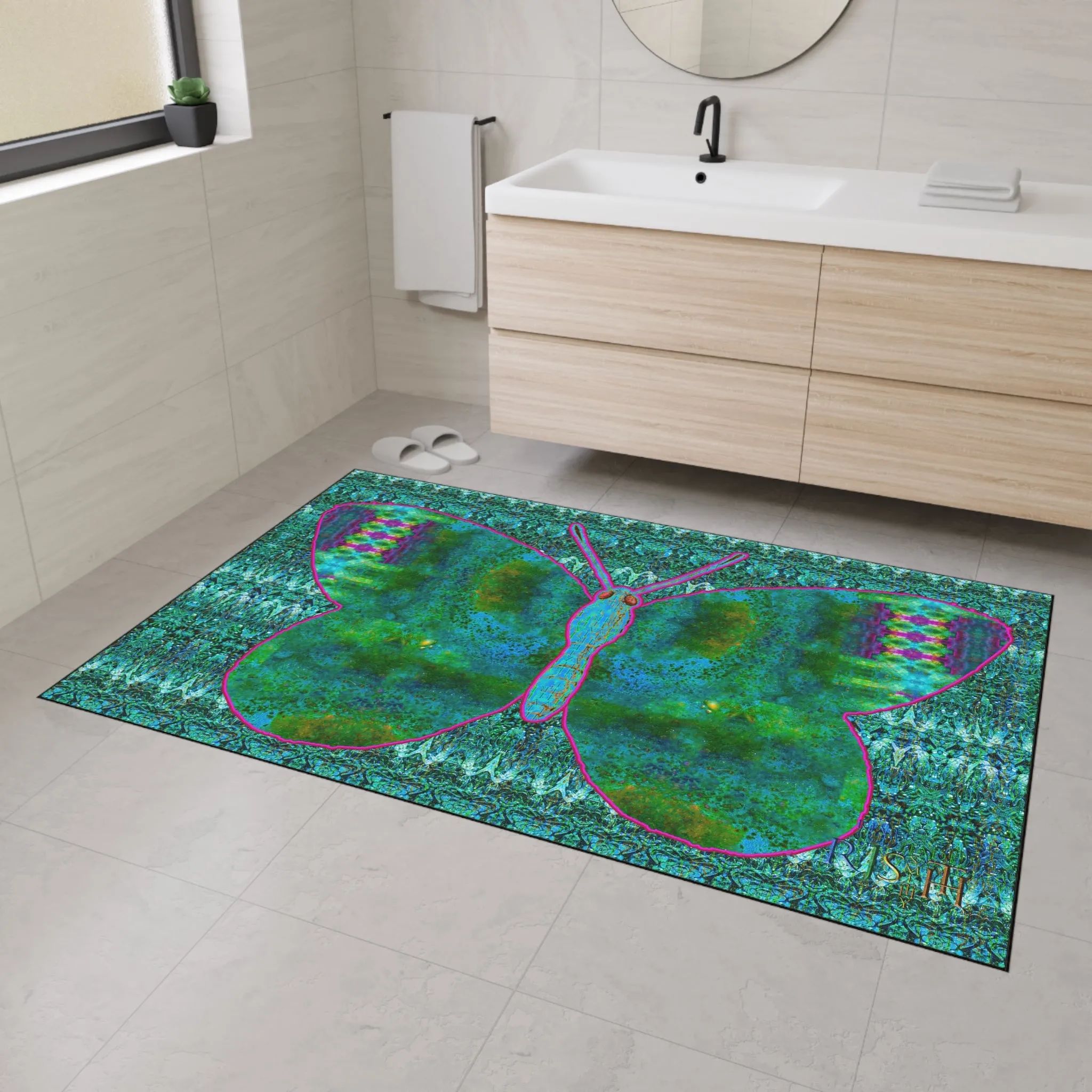 Heavy Duty Floor Mat (Butterfly Glade Denizen & Samhain Dream Thaw 12 & Blue Logo@Alchemic) RJSTH@Fabric#11_15 of 16 RJSTHw2025 RJS