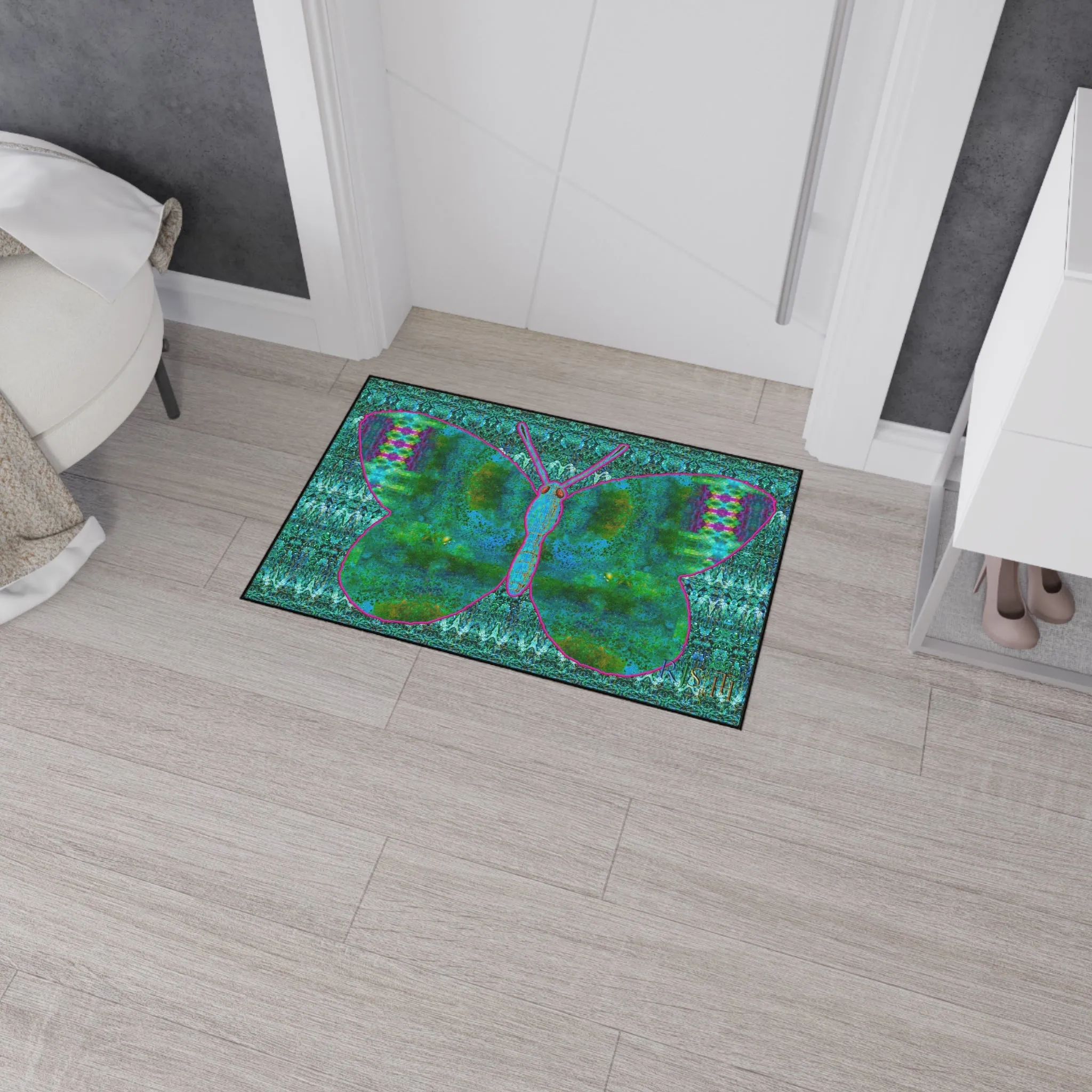 Heavy Duty Floor Mat (Butterfly Glade Denizen & Samhain Dream Thaw 12 & Blue Logo@Alchemic) RJSTH@Fabric#11_15 of 16 RJSTHw2025 RJS