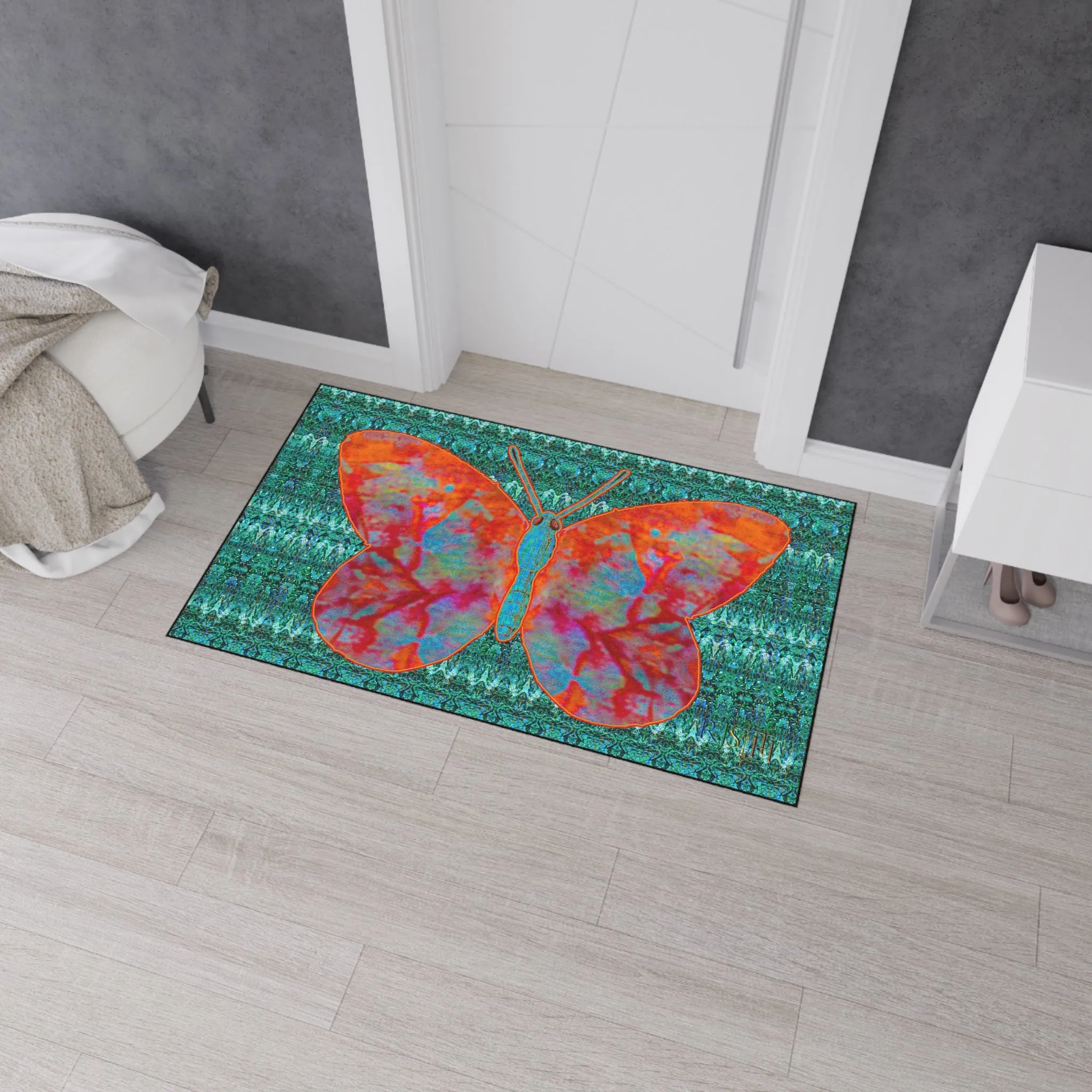 Heavy Duty Floor Mat (Butterfly Glade Denizen & Samhain Dream Thaw 12 & Blue Logo@Alchemic) RJSTH@Fabric#12_2 of 16 RJSTHw2025 RJS