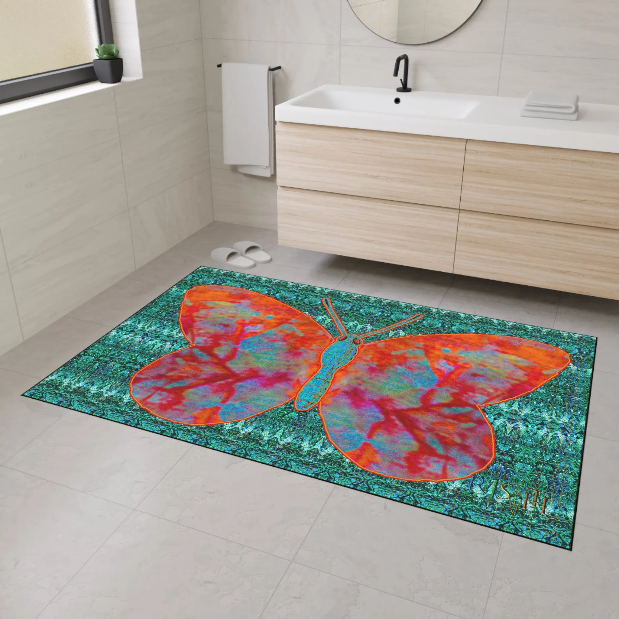 Heavy Duty Floor Mat (Butterfly Glade Denizen & Samhain Dream Thaw 12 & Blue Logo@Alchemic) RJSTH@Fabric#12_2 of 16 RJSTHw2025 RJS