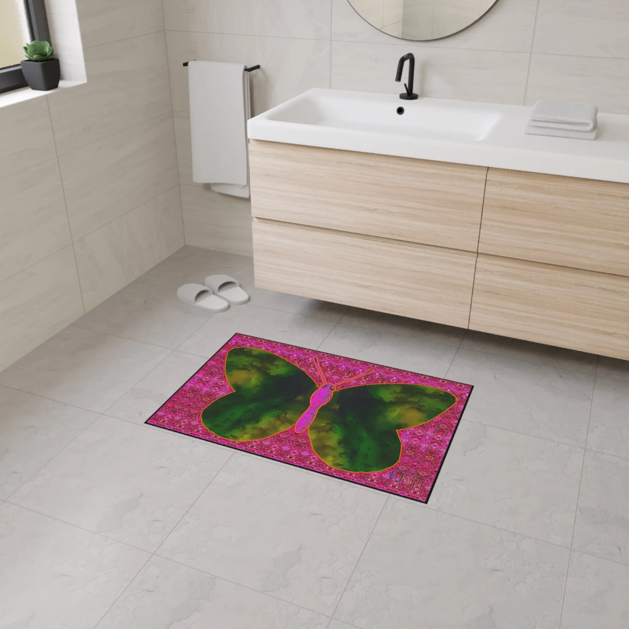 Heavy Duty Floor Mat (Butterfly Glade Denizen & Samhain Dream Thaw 13 & Pink Logo@Alchemic) RJSTH@Fabric#7_10 of 14 RJSTHw2025 RJS