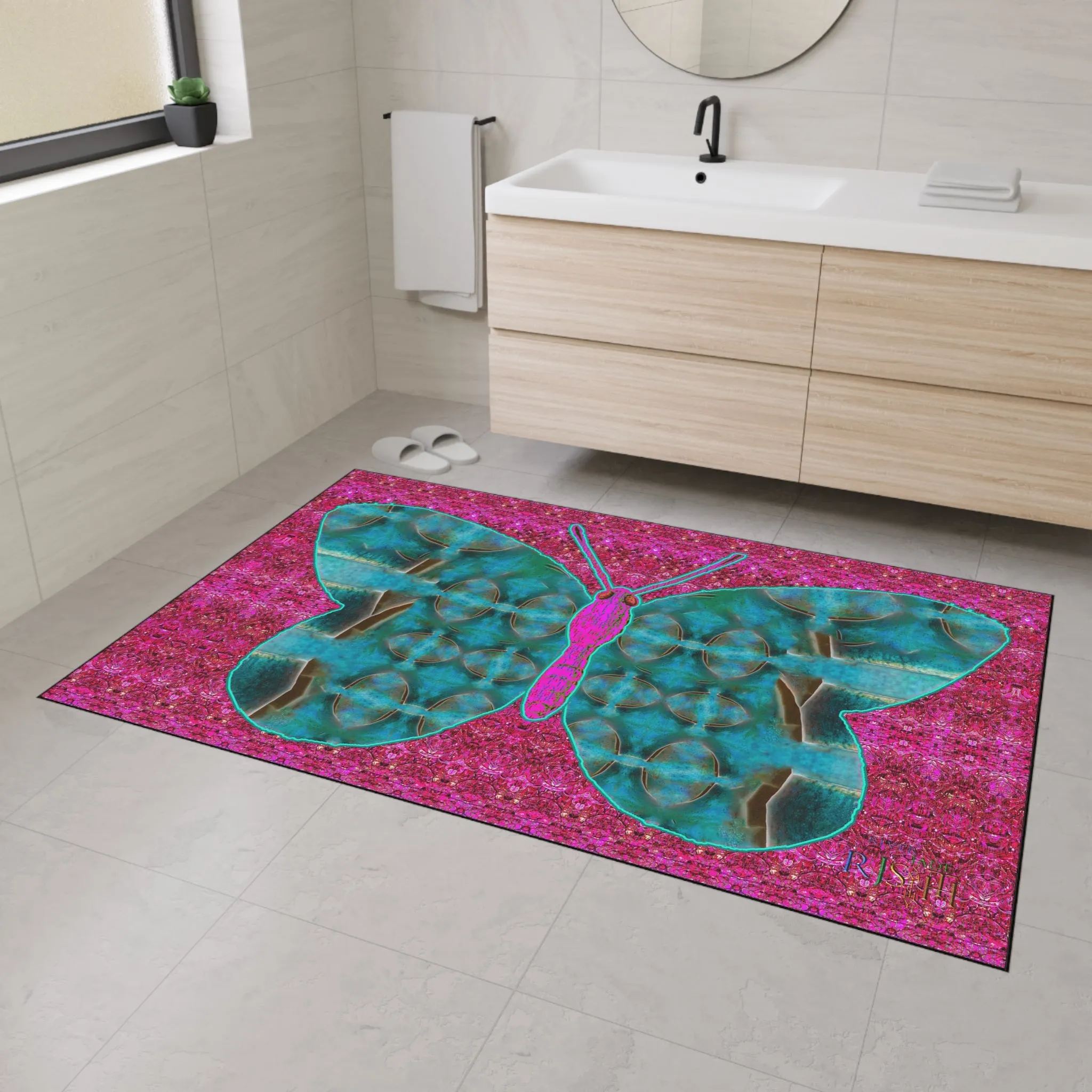 Heavy Duty Floor Mat (Butterfly Glade Denizen & Samhain Dream Thaw 13 & Pink Logo@Alchemic) RJSTH@Fabric#8_11 of 16 RJSTHw2025 RJS