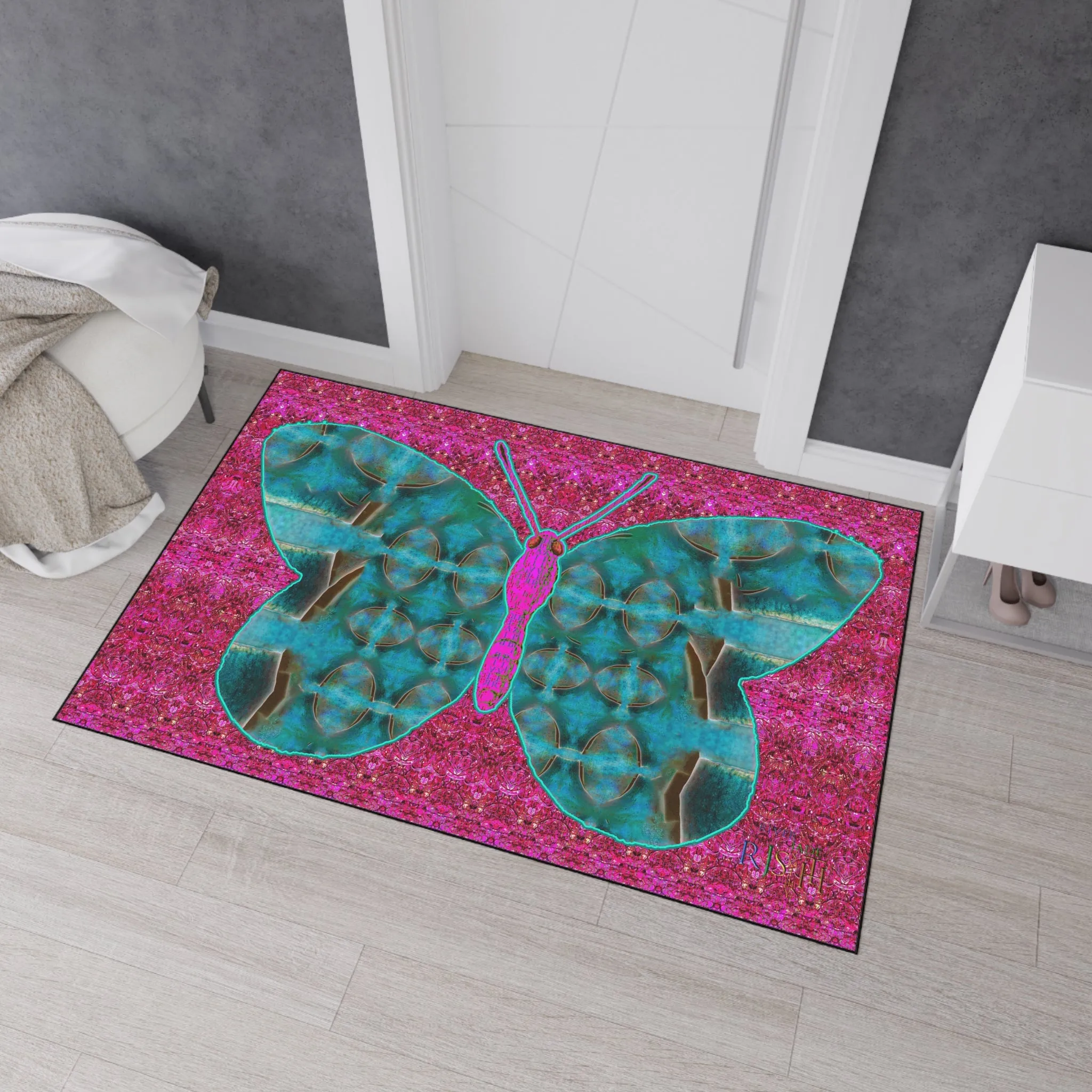 Heavy Duty Floor Mat (Butterfly Glade Denizen & Samhain Dream Thaw 13 & Pink Logo@Alchemic) RJSTH@Fabric#8_11 of 16 RJSTHw2025 RJS