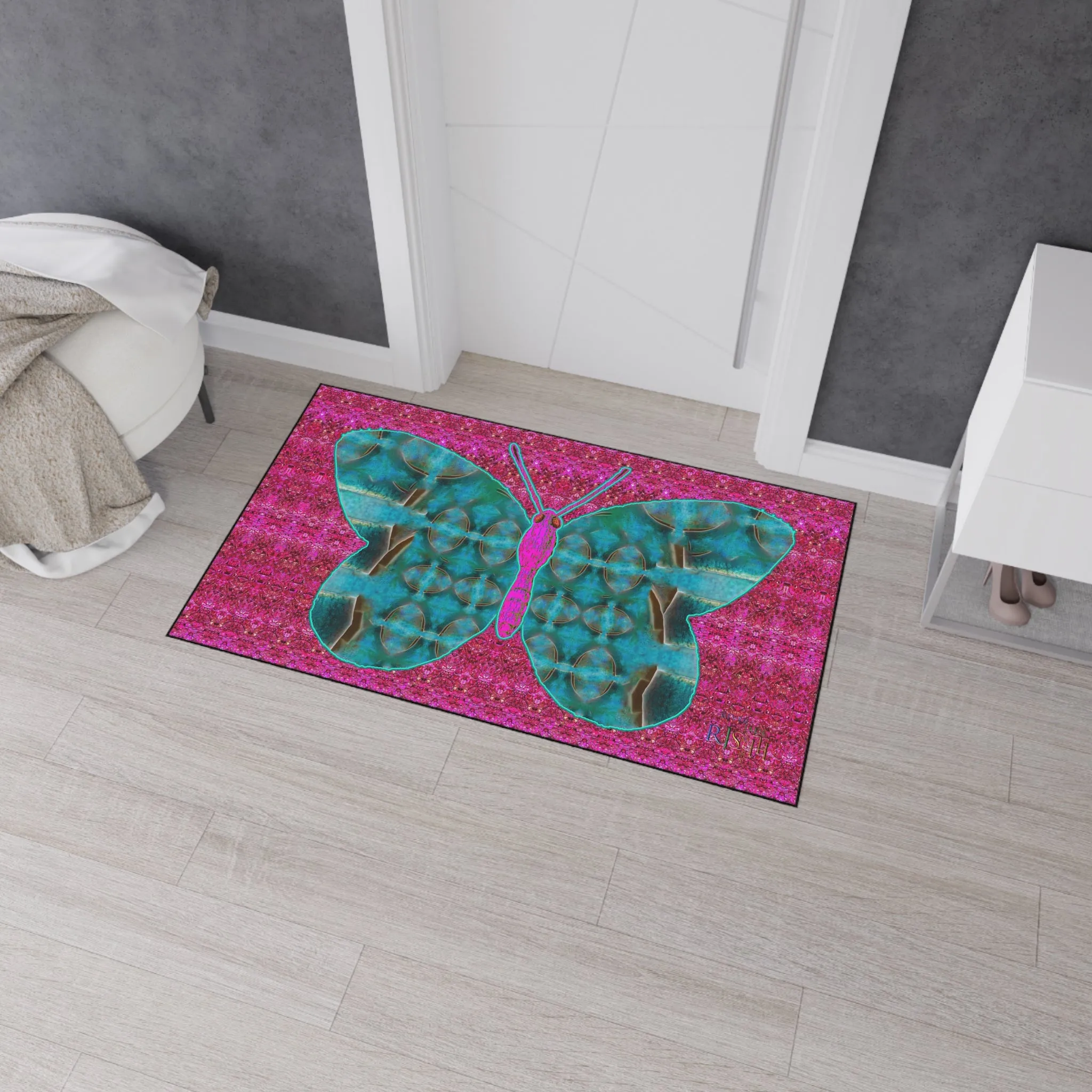 Heavy Duty Floor Mat (Butterfly Glade Denizen & Samhain Dream Thaw 13 & Pink Logo@Alchemic) RJSTH@Fabric#8_11 of 16 RJSTHw2025 RJS