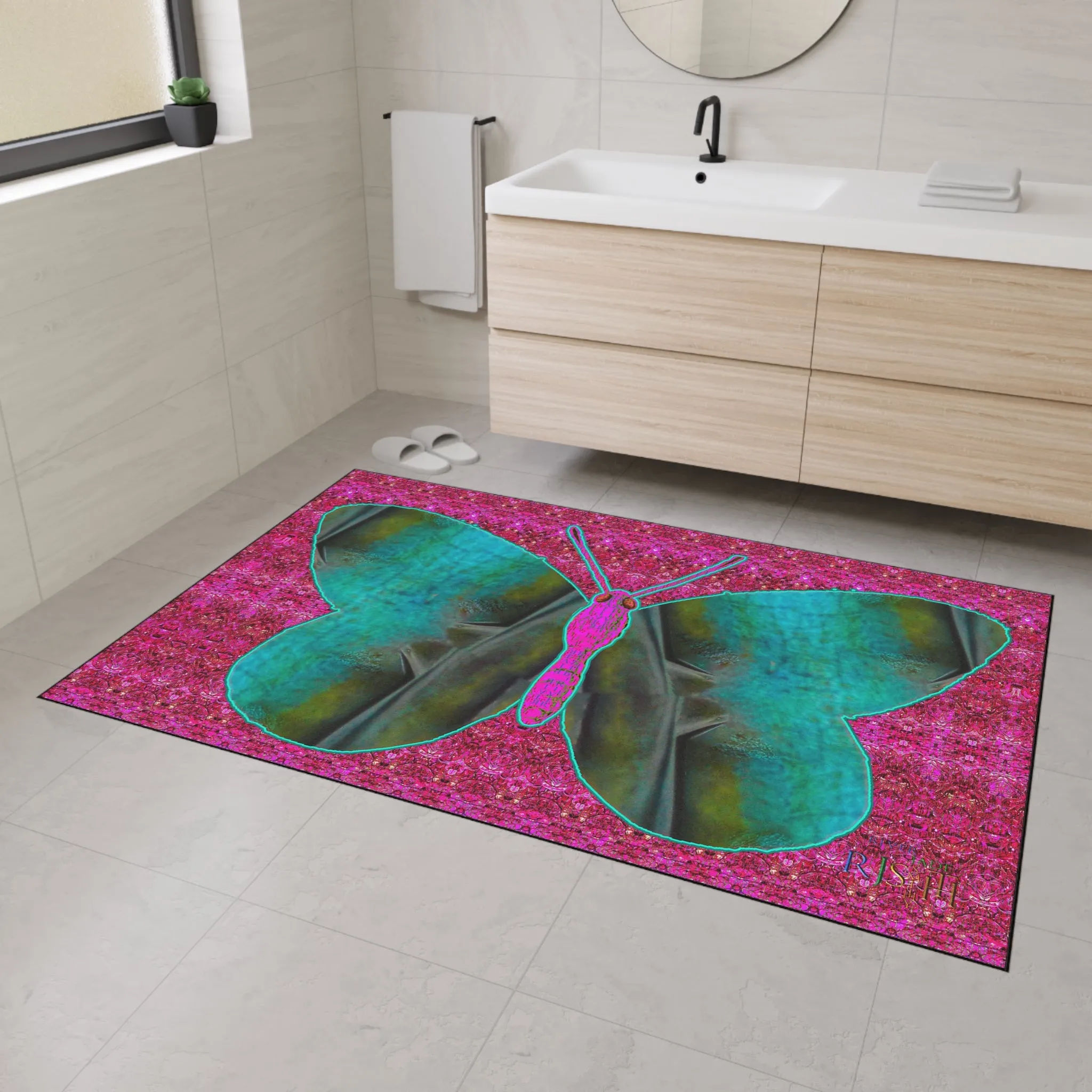 Heavy Duty Floor Mat (Butterfly Glade Denizen & Samhain Dream Thaw 13 & Pink Logo@Alchemic) RJSTH@Fabric#8_8 of 16 RJSTHw2025 RJS