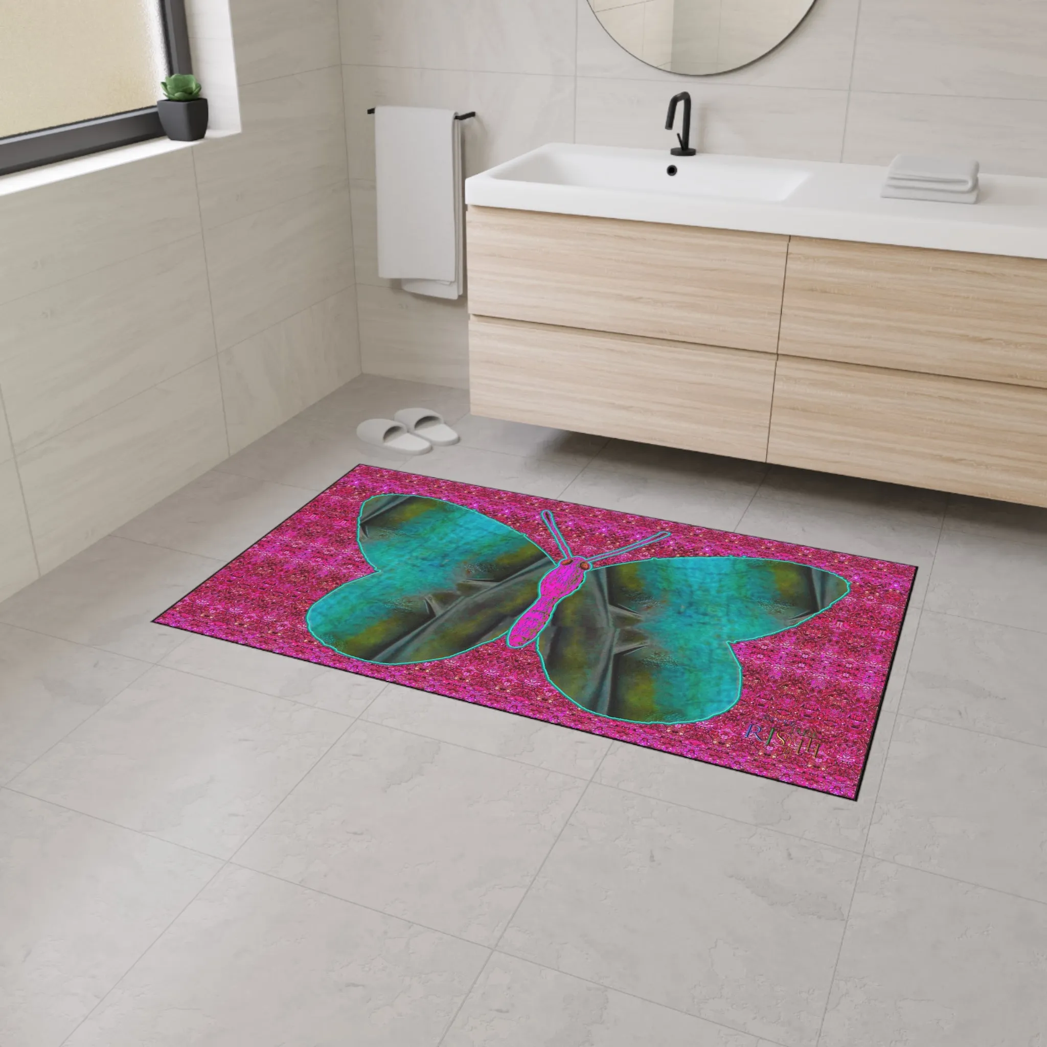 Heavy Duty Floor Mat (Butterfly Glade Denizen & Samhain Dream Thaw 13 & Pink Logo@Alchemic) RJSTH@Fabric#8_8 of 16 RJSTHw2025 RJS