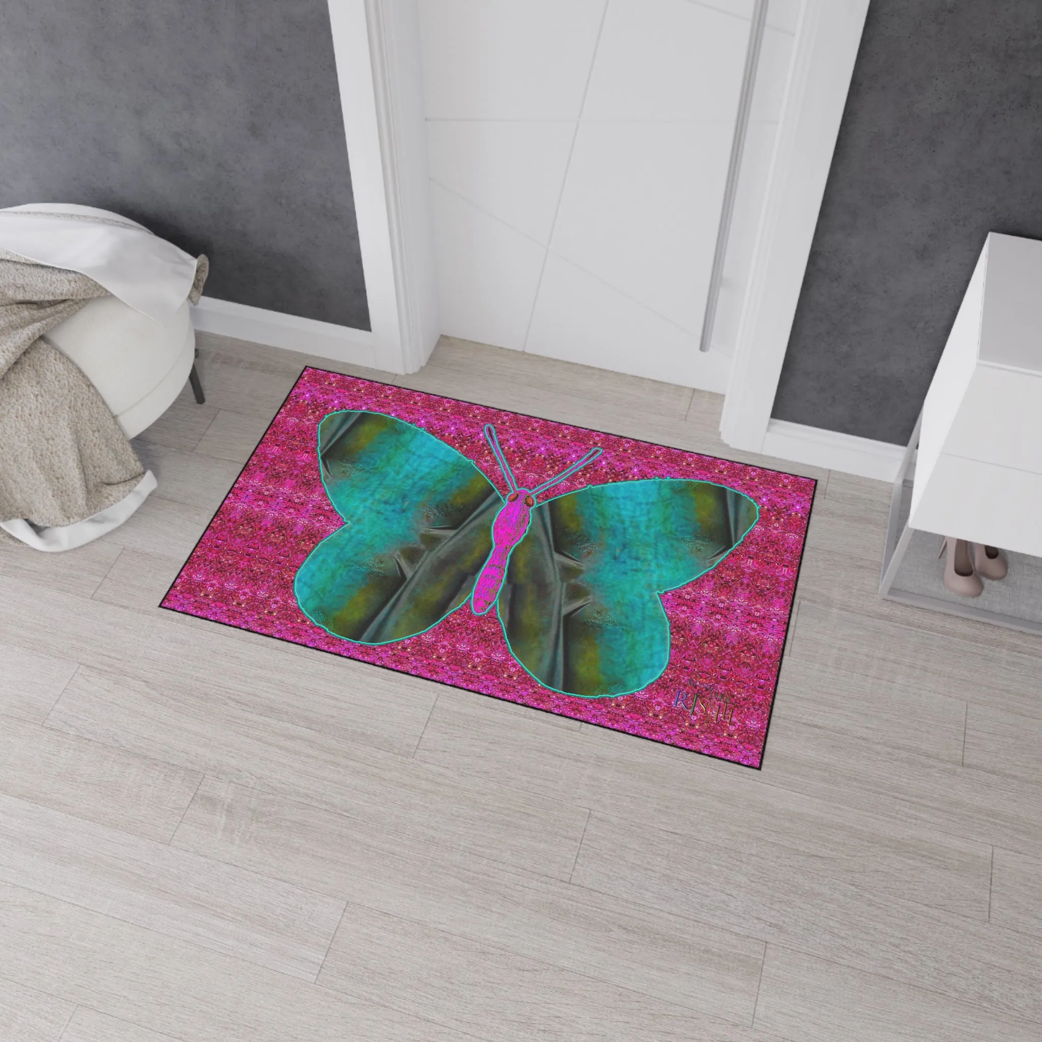 Heavy Duty Floor Mat (Butterfly Glade Denizen & Samhain Dream Thaw 13 & Pink Logo@Alchemic) RJSTH@Fabric#8_8 of 16 RJSTHw2025 RJS