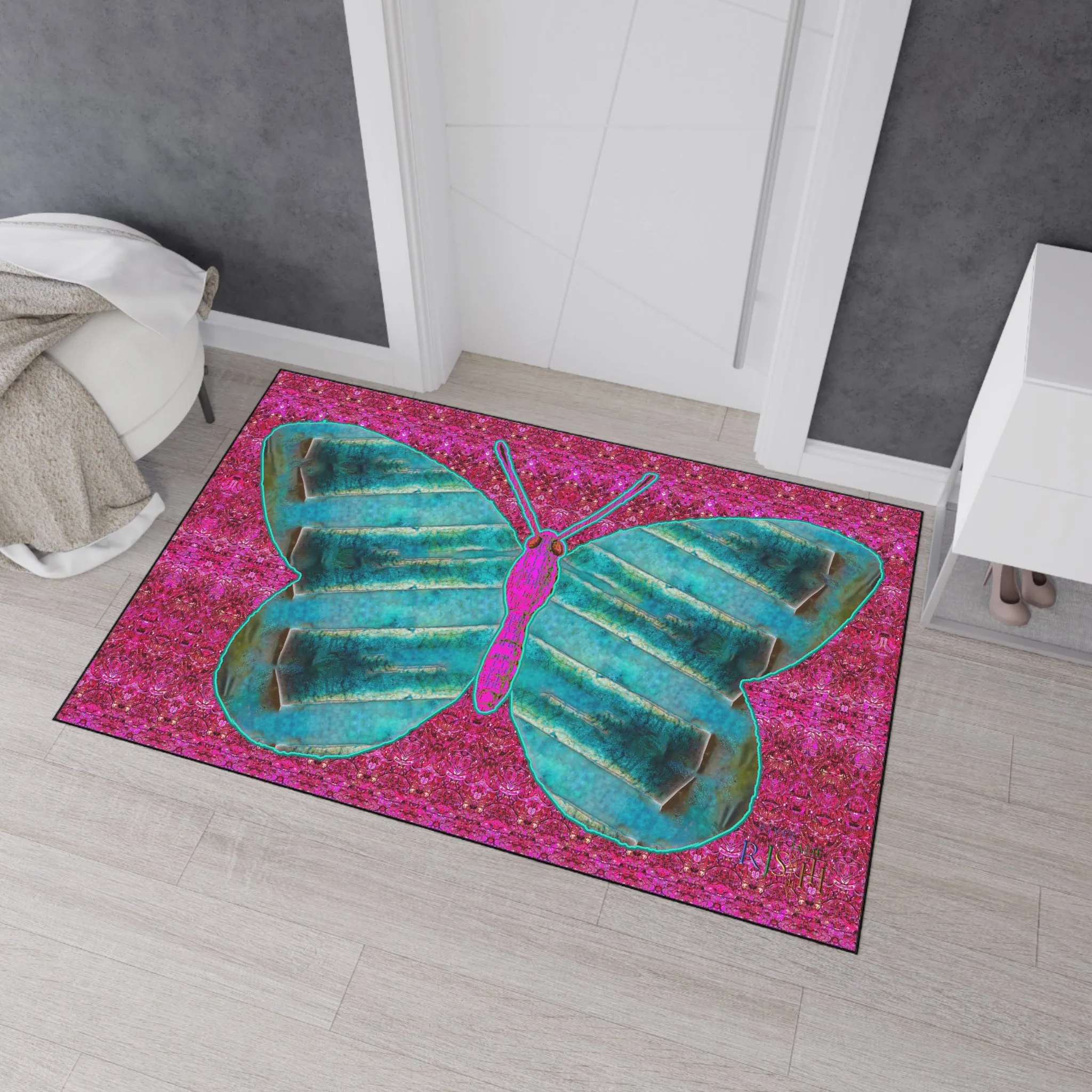 Heavy Duty Floor Mat (Butterfly Glade Denizen & Samhain Dream Thaw 13 & Pink Logo@Alchemic) RJSTH@Fabric#8_9 of 16 RJSTHw2025 RJS