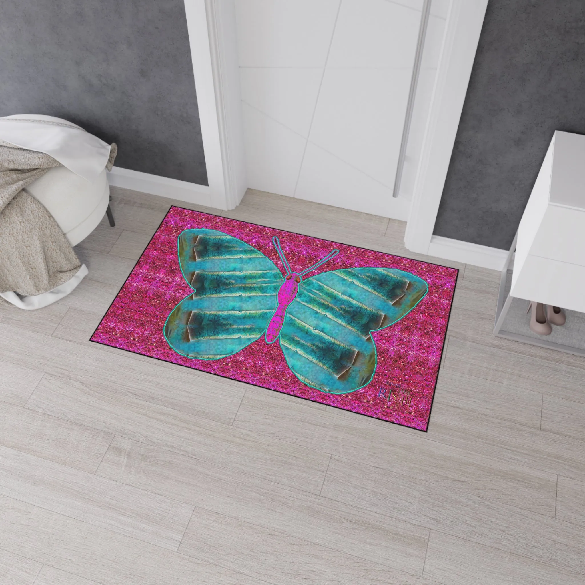 Heavy Duty Floor Mat (Butterfly Glade Denizen & Samhain Dream Thaw 13 & Pink Logo@Alchemic) RJSTH@Fabric#8_9 of 16 RJSTHw2025 RJS
