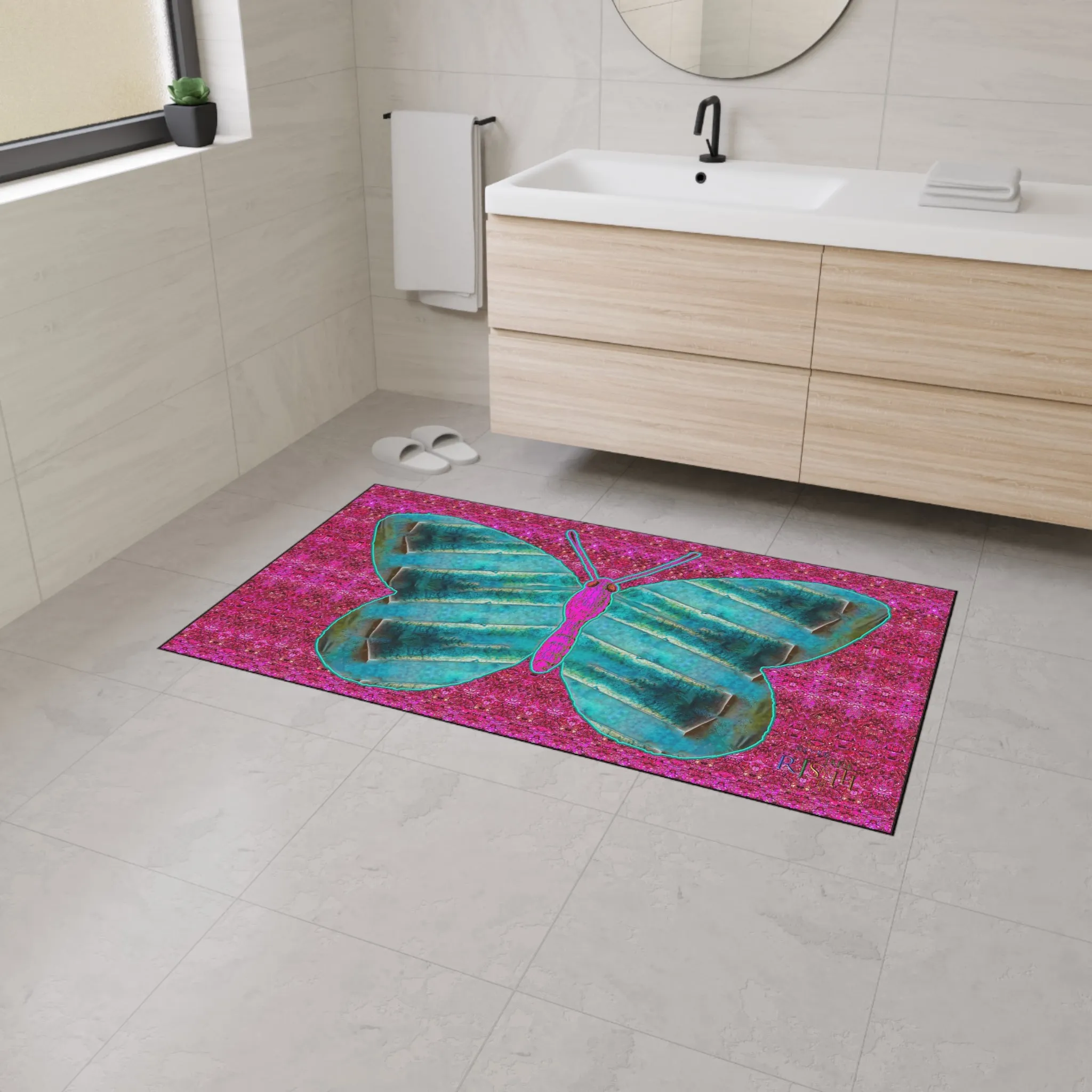 Heavy Duty Floor Mat (Butterfly Glade Denizen & Samhain Dream Thaw 13 & Pink Logo@Alchemic) RJSTH@Fabric#8_9 of 16 RJSTHw2025 RJS