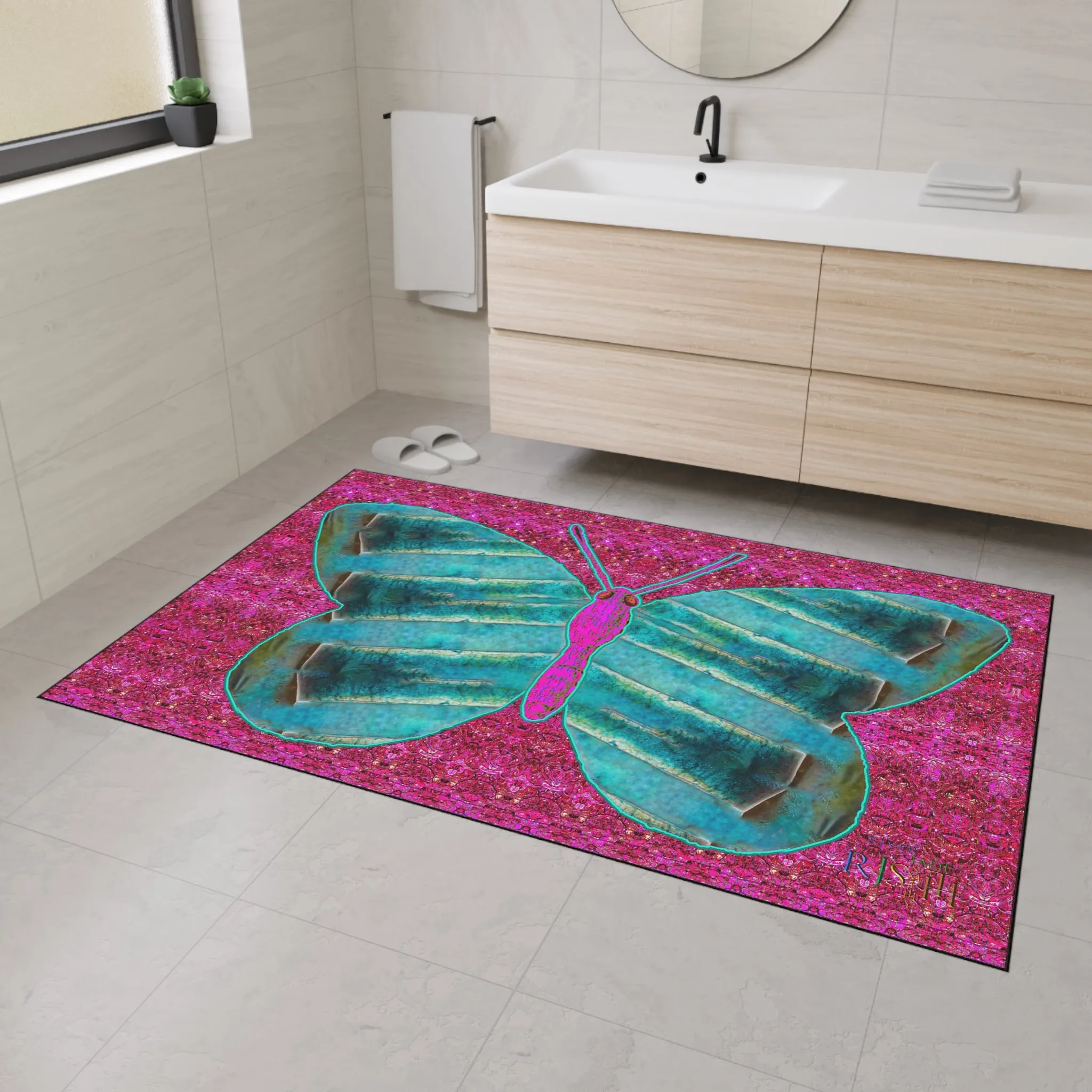 Heavy Duty Floor Mat (Butterfly Glade Denizen & Samhain Dream Thaw 13 & Pink Logo@Alchemic) RJSTH@Fabric#8_9 of 16 RJSTHw2025 RJS