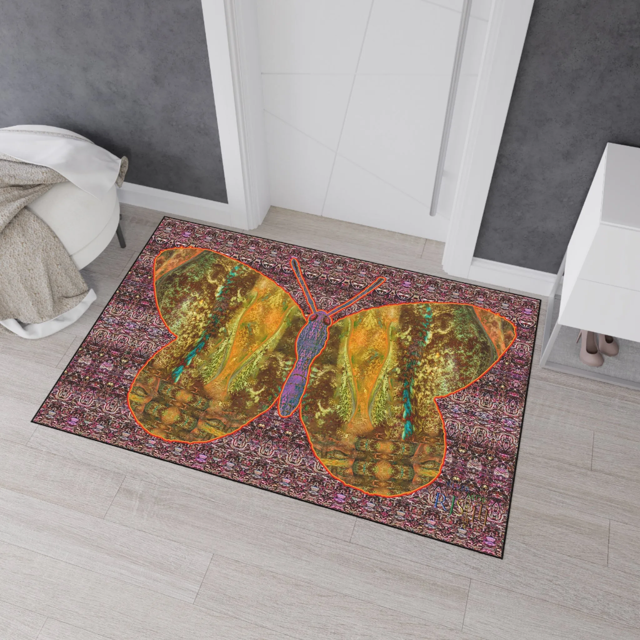 Heavy Duty Floor Mat (Butterfly Glade Denizen & Samhain Dream Thaw 14 & Purple Logo@Alchemic) RJSTH@Fabric#6_3 of 16 RJSTHw2025 RJS