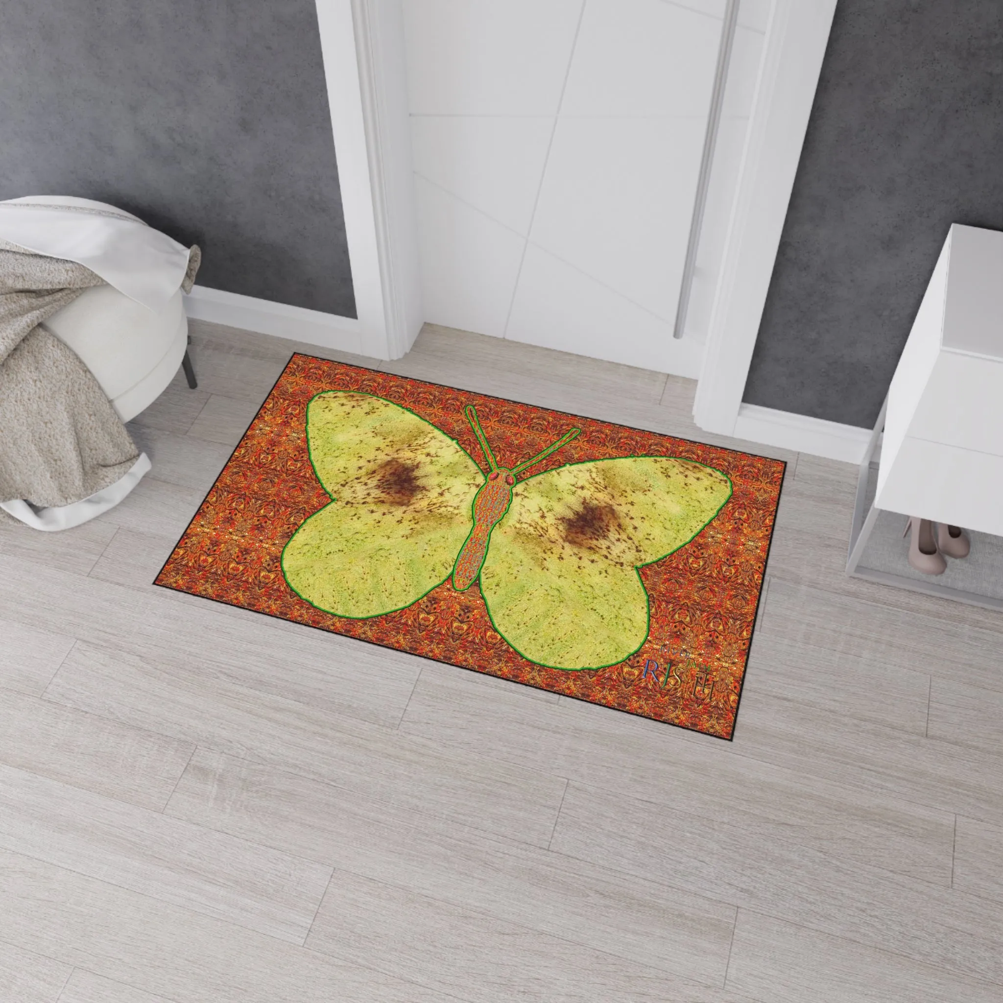 Heavy Duty Floor Mat (Butterfly Glade Denizen & Samhain Dream Thaw 15 & Orange Logo@Alchemic) RJSTH@Fabric#2_2 of 16 RJSTHw2025 RJS