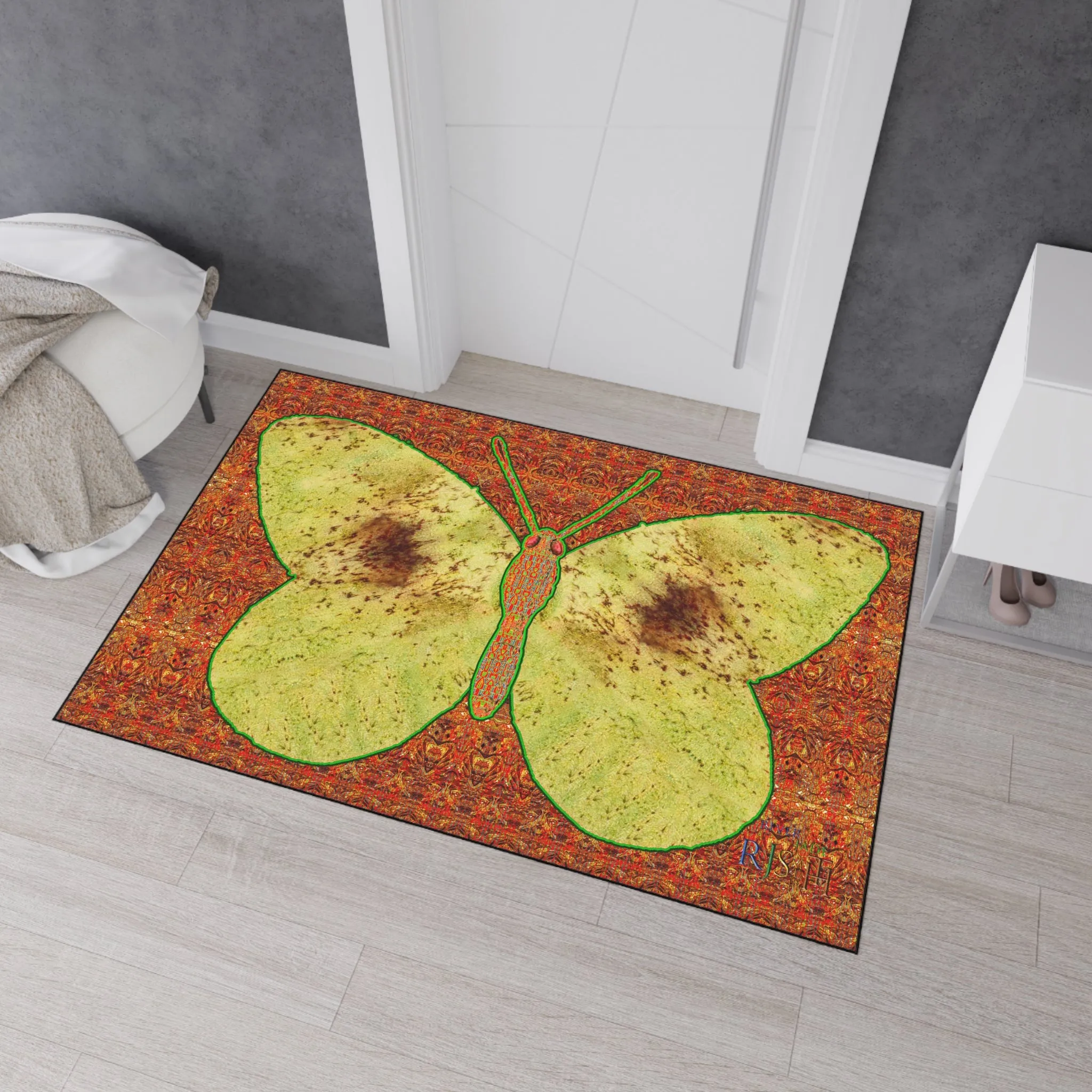 Heavy Duty Floor Mat (Butterfly Glade Denizen & Samhain Dream Thaw 15 & Orange Logo@Alchemic) RJSTH@Fabric#2_2 of 16 RJSTHw2025 RJS