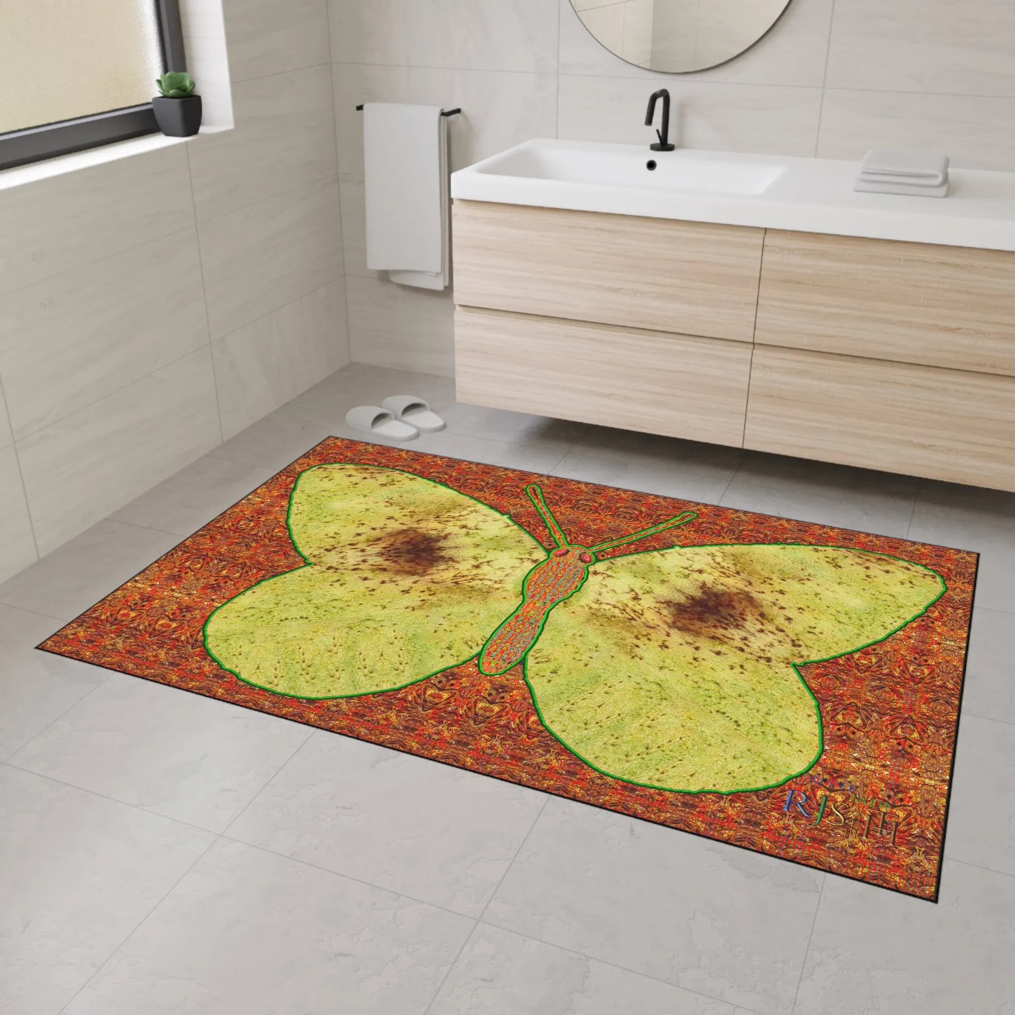 Heavy Duty Floor Mat (Butterfly Glade Denizen & Samhain Dream Thaw 15 & Orange Logo@Alchemic) RJSTH@Fabric#2_2 of 16 RJSTHw2025 RJS