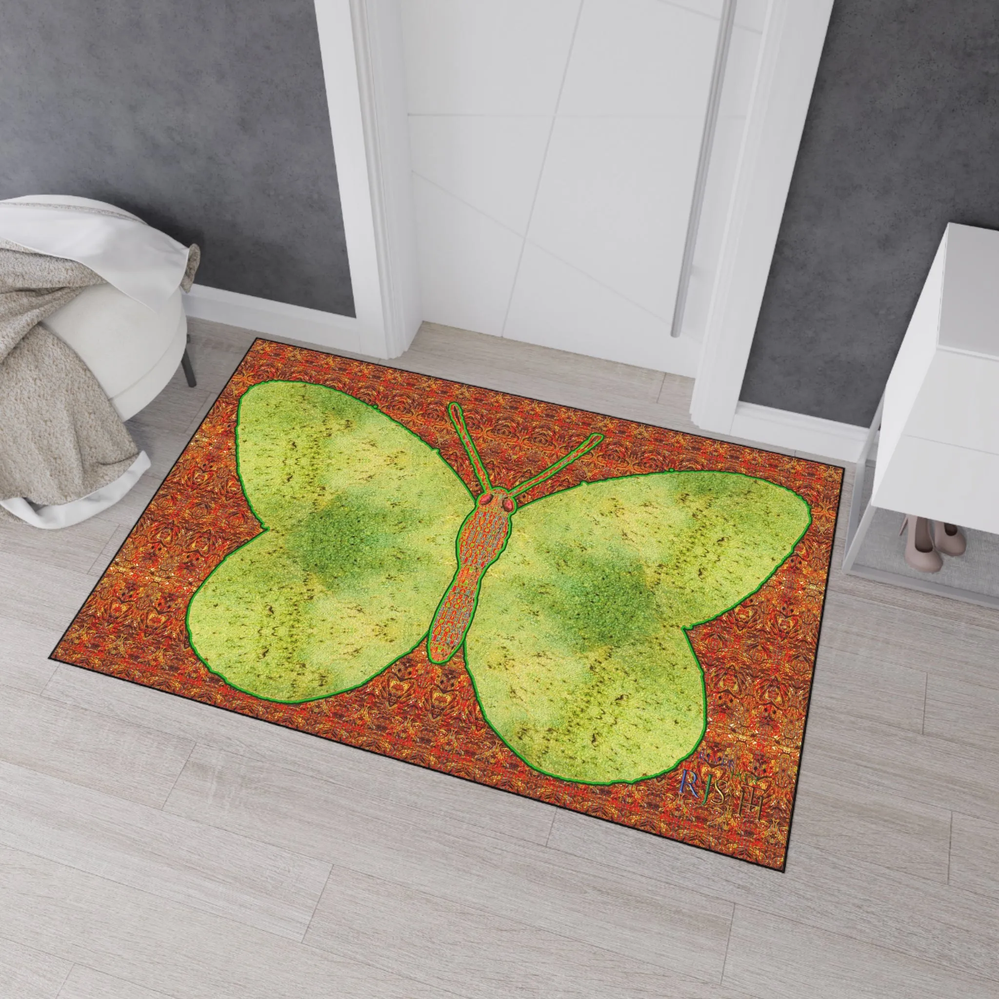 Heavy Duty Floor Mat (Butterfly Glade Denizen & Samhain Dream Thaw 15 & Orange Logo@Alchemic) RJSTH@Fabric#2_6 of 16 RJSTHw2025 RJS