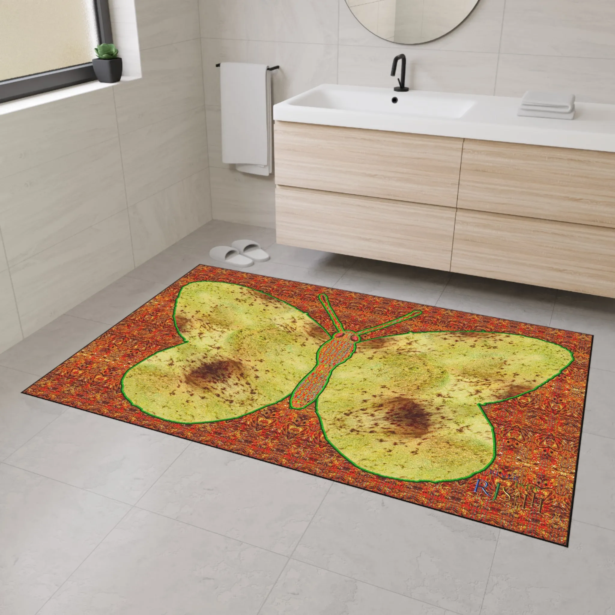 Heavy Duty Floor Mat (Butterfly Glade Denizen & Samhain Dream Thaw 15 & Orange Logo@Alchemic) RJSTH@Fabric#2_7 of 16 RJSTHw2025 RJS