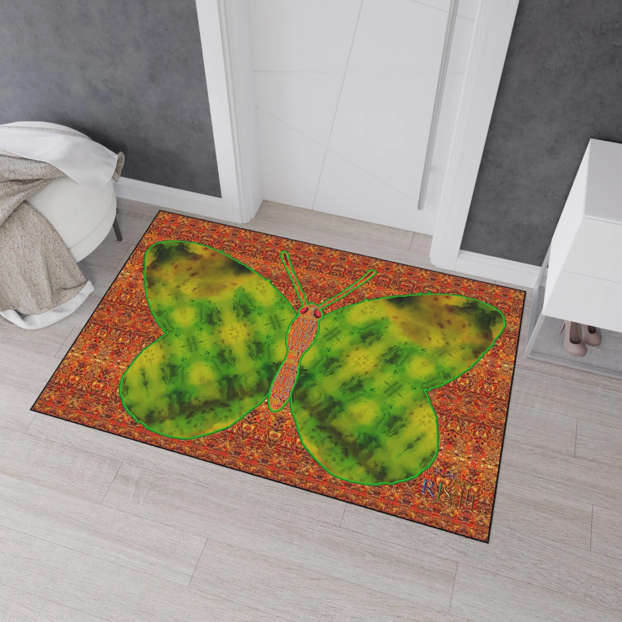 Heavy Duty Floor Mat (Butterfly Glade Denizen & Samhain Dream Thaw 15 & Orange Logo@Alchemic) RJSTH@Fabric#3_2 of 16 RJSTHw2025 RJS