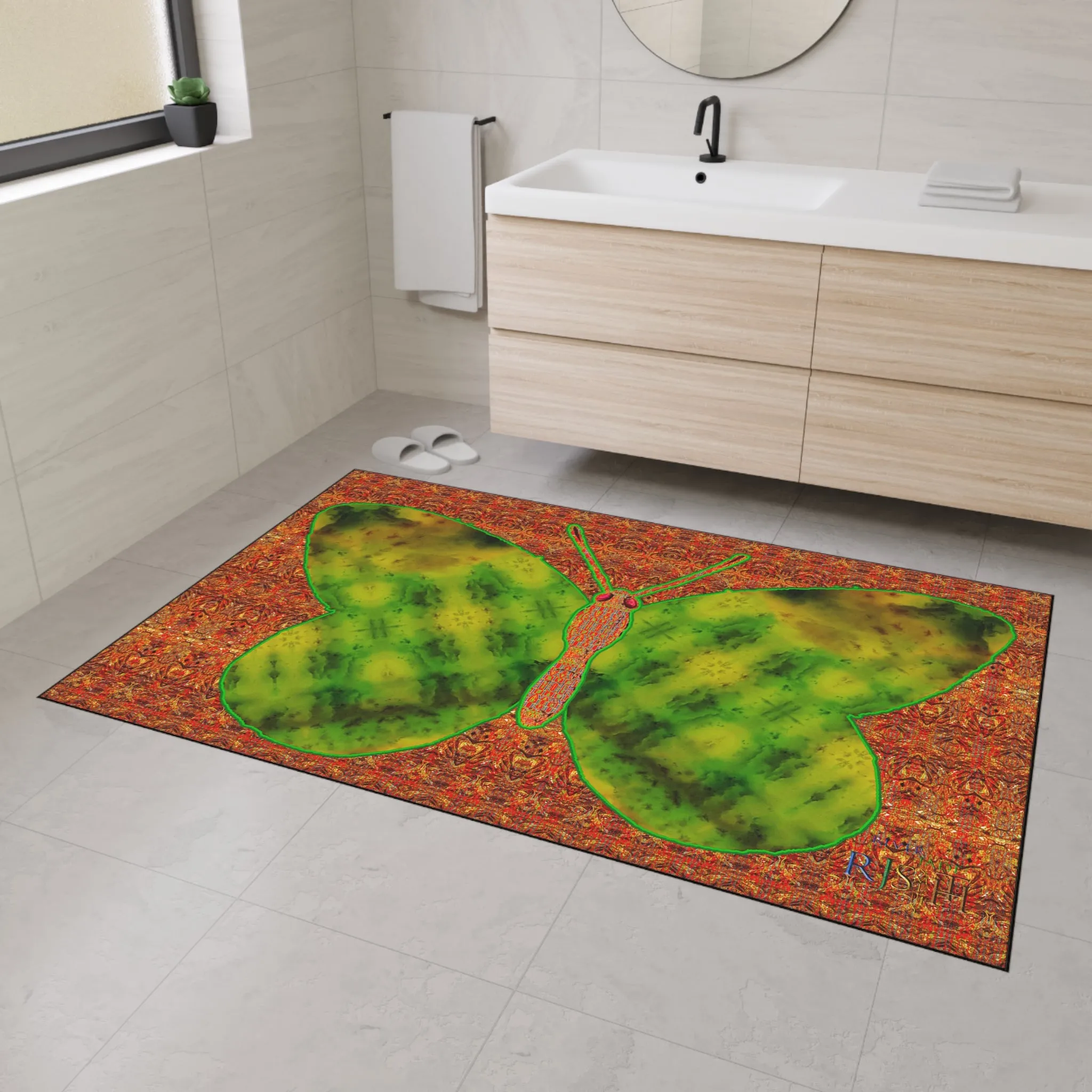 Heavy Duty Floor Mat (Butterfly Glade Denizen & Samhain Dream Thaw 15 & Orange Logo@Alchemic) RJSTH@Fabric#3_2 of 16 RJSTHw2025 RJS