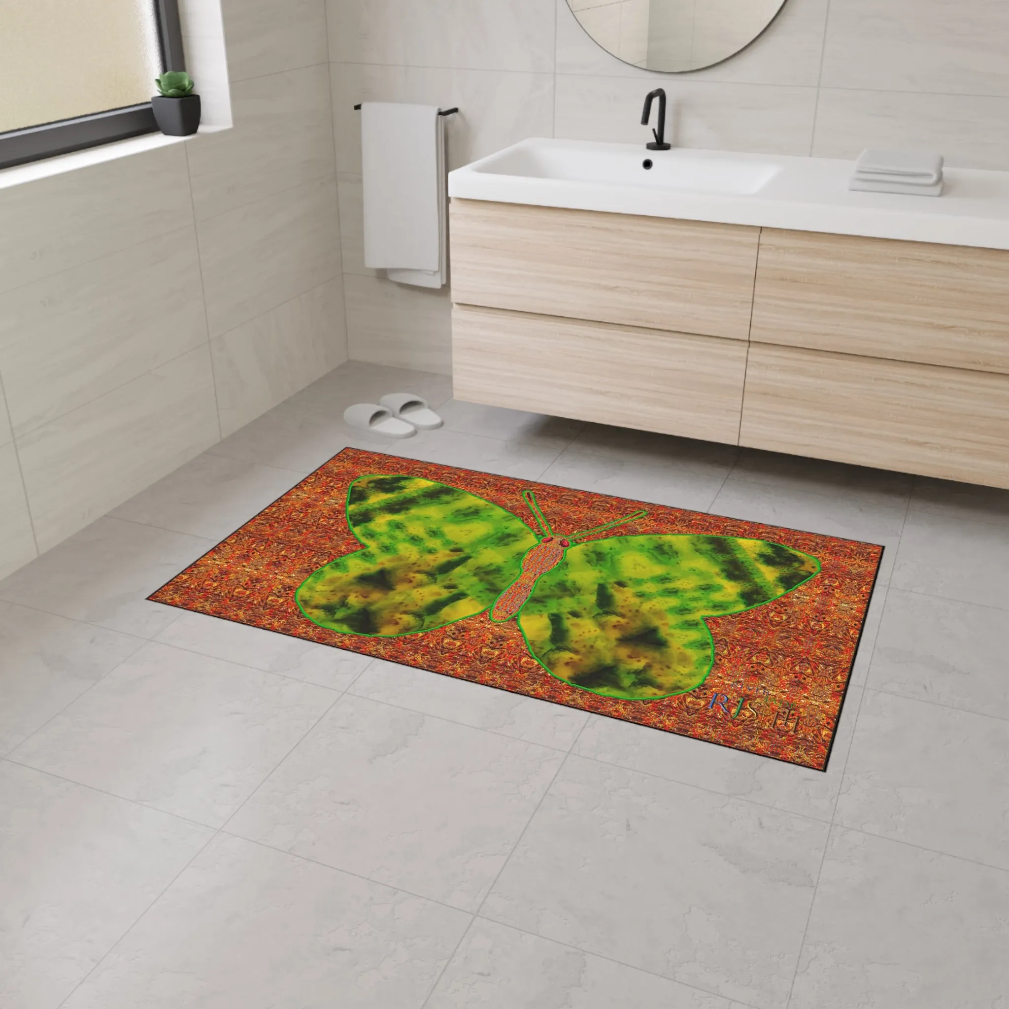 Heavy Duty Floor Mat (Butterfly Glade Denizen & Samhain Dream Thaw 15 & Orange Logo@Alchemic) RJSTH@Fabric#3_3 of 16 RJSTHw2025 RJS