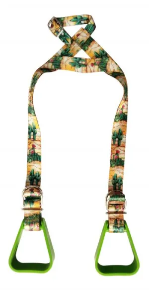 Heavy duty nylon adjustable buddy stirrups with a cactus print