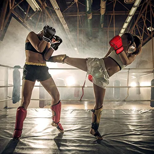 HOHJYA MMA Gloves, Half-Finger Boxing Fight Gloves MMA Mitts with Men Women Knuckle Adjustable Wrist Band Protection UFC Gloves for Sanda Sparring Punching Bag Training