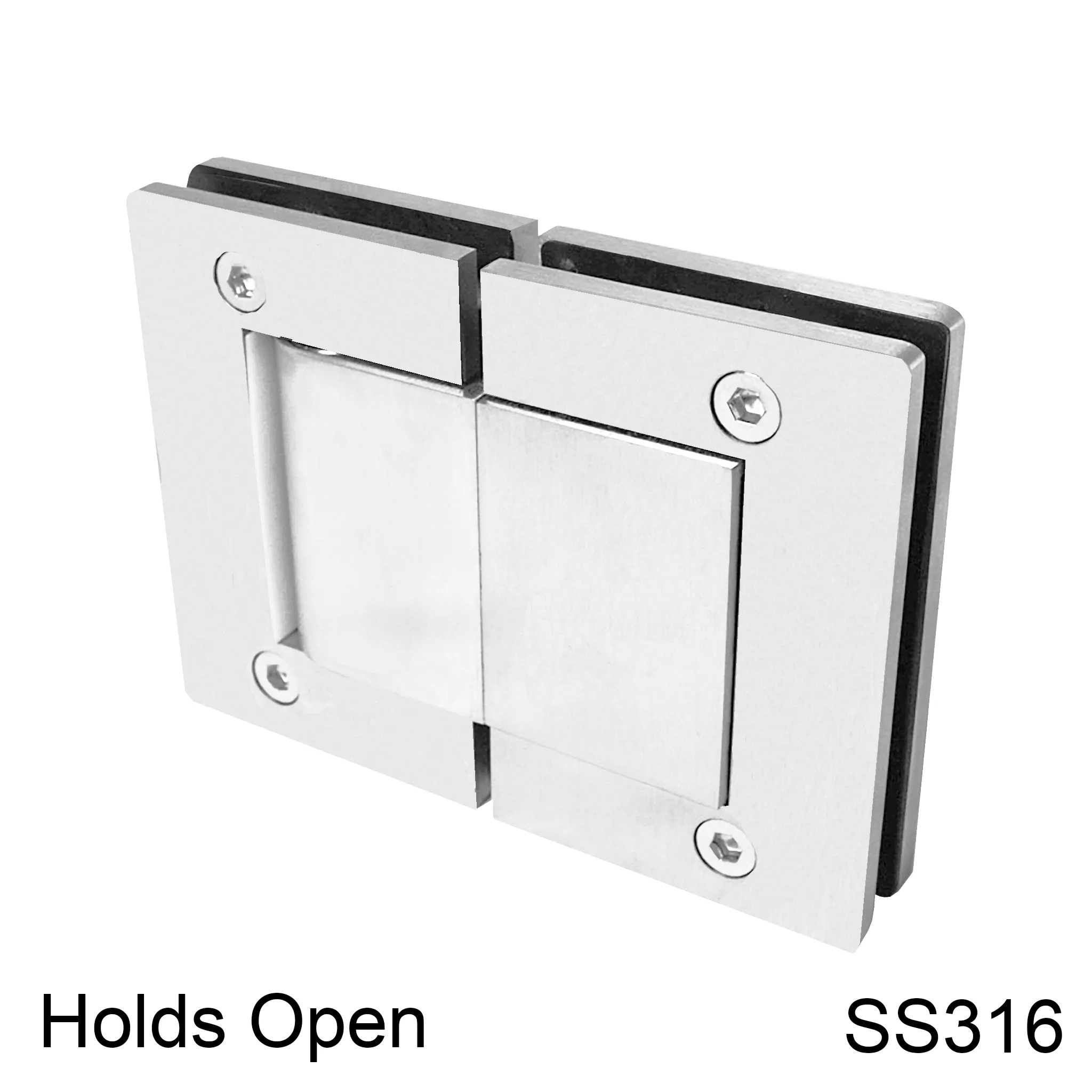 Hulk Hydraulic Hinge - 180° Glass to Glass - HO - Box of 2 - SS316 (BS, PS, MBL)